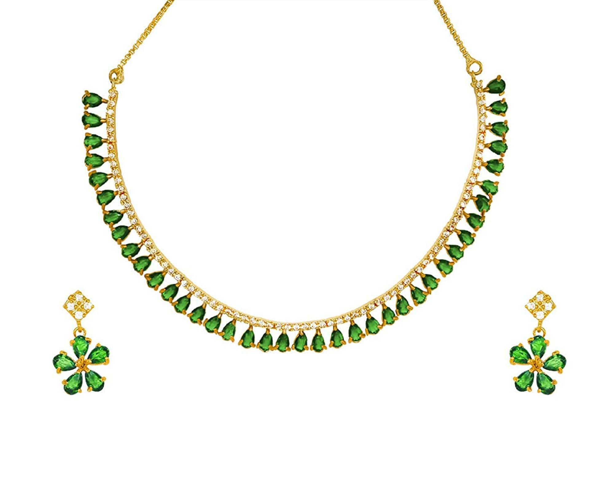 Jewar Mandi - White Brass Necklace Set ( Pack of 1 )