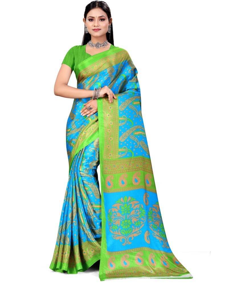     			LEELAVATI Crepe Printed Saree With Unstitched Blouse Piece ( Multicolor )