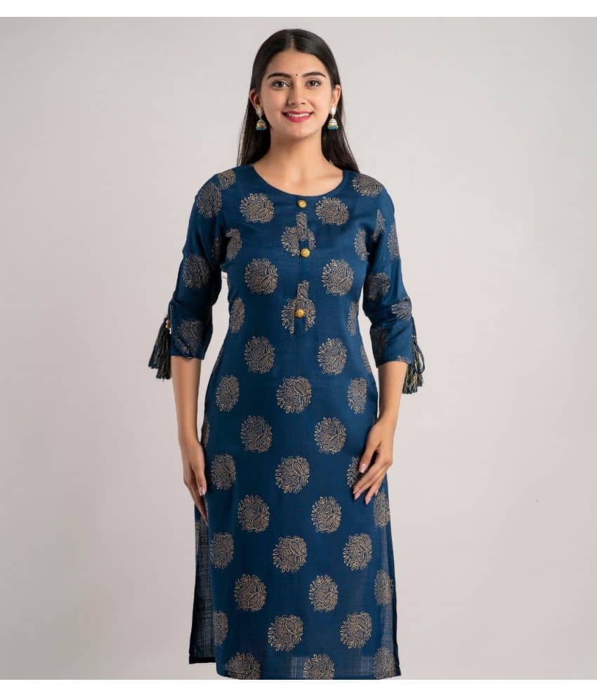 MAUKA - Blue Rayon Women's Straight Kurti ( Pack of 1 ) - Kurtis, Tunics | Buy online on ZillyBuy