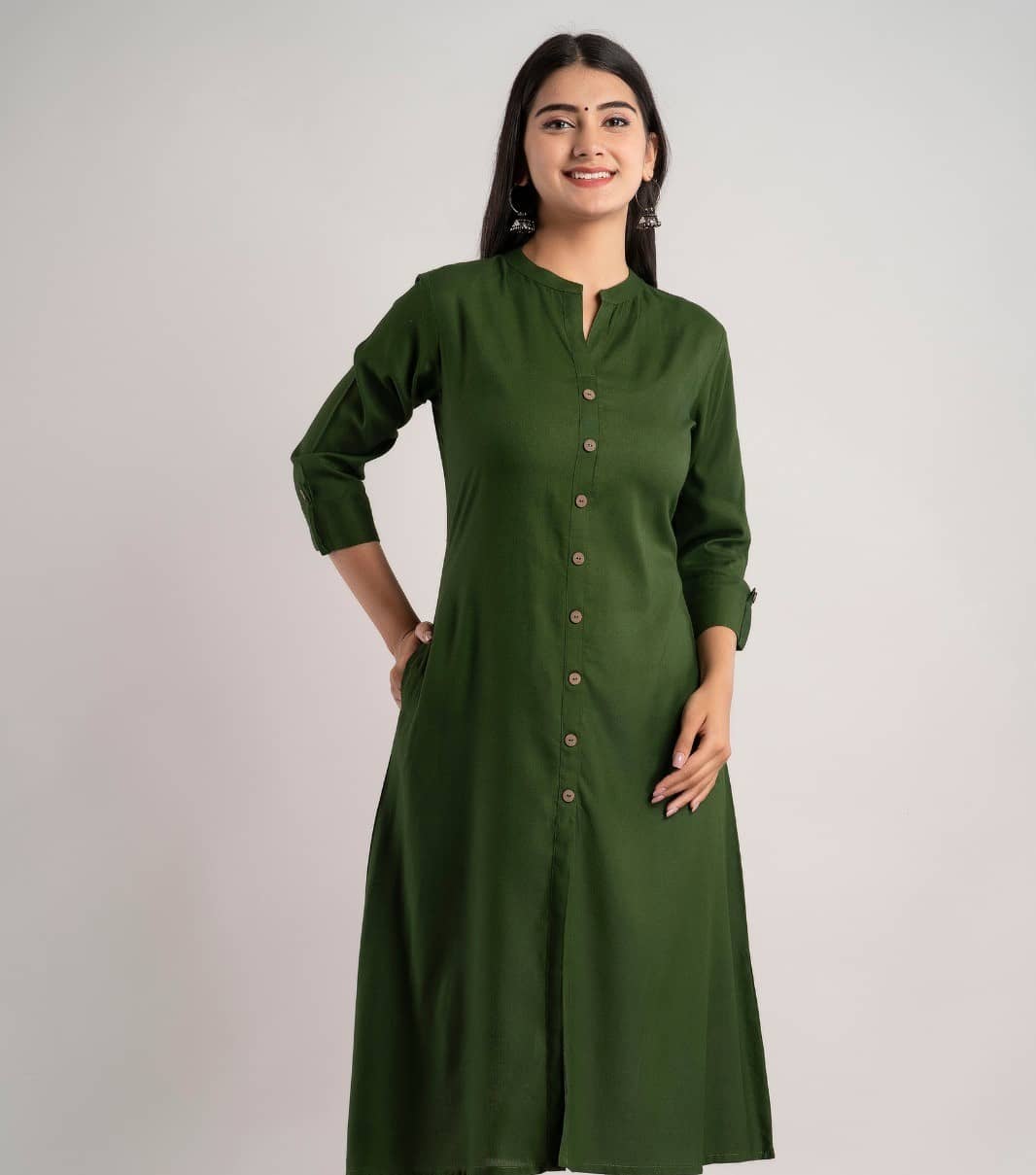 MAUKA - Green Rayon Women's A-line Kurti ( Pack of 1 ) - Kurtis, Tunics | Buy online on ZillyBuy