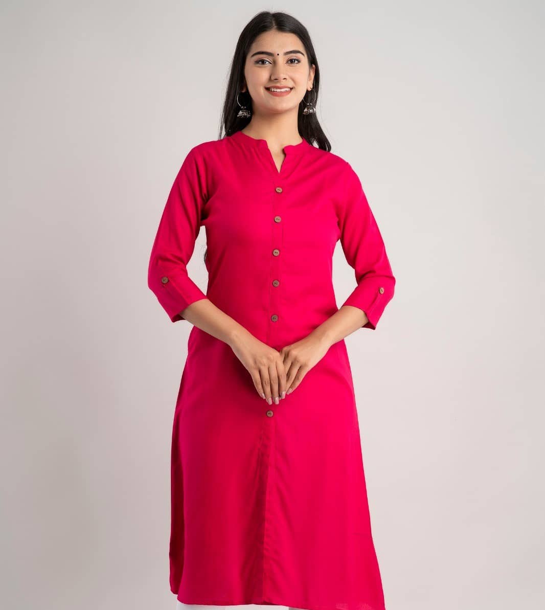 MAUKA - Pink Rayon Women's A-line Kurti ( Pack of 1 ) - Kurtis, Tunics | Buy online on ZillyBuy