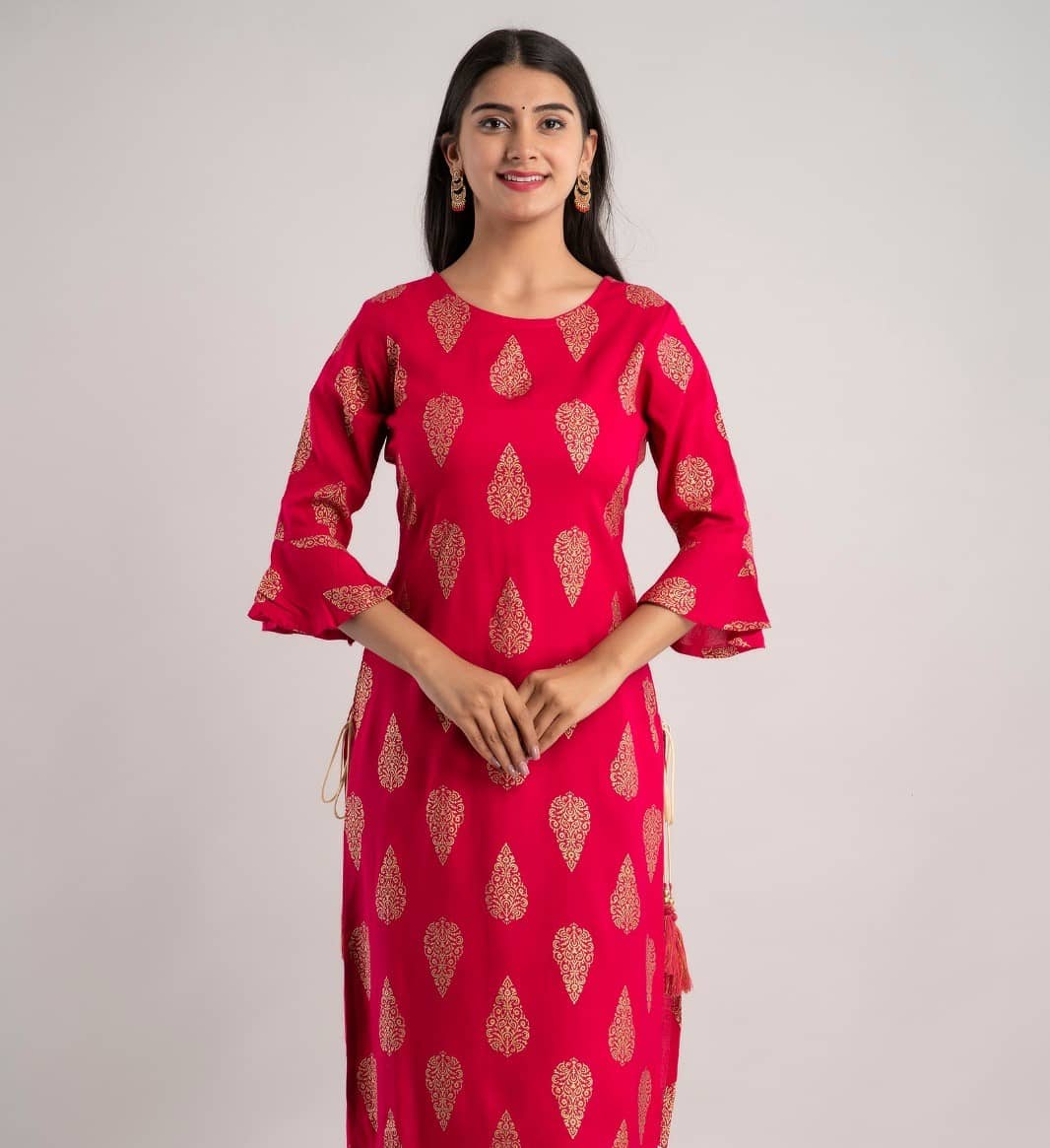 MAUKA - Red Rayon Women's Straight Kurti ( Pack of 1 ) - Kurtis, Tunics | Buy online on ZillyBuy