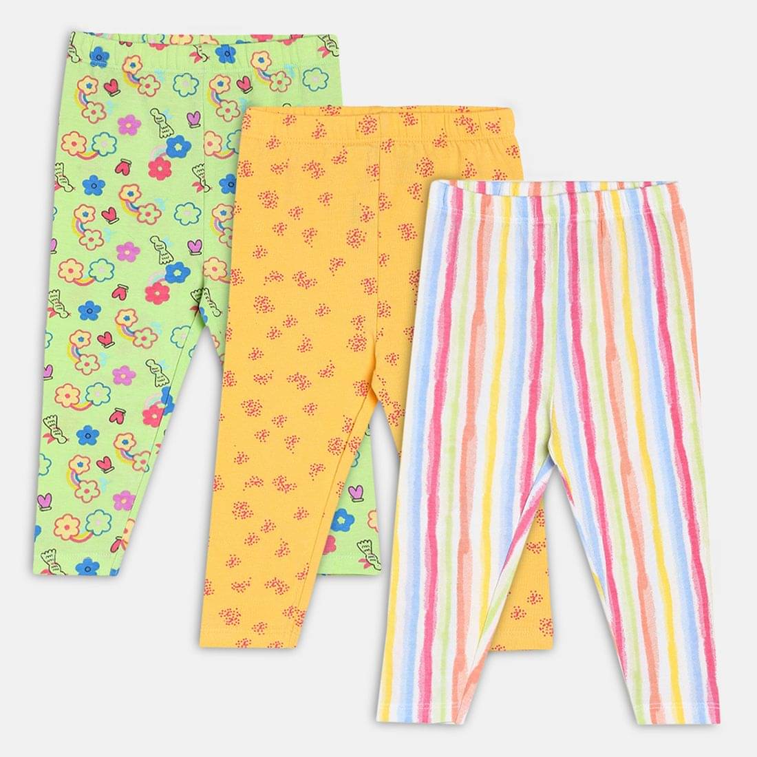     			MINI KLUB Pack of 3 Baby Girls Cotton Legging ( Green )