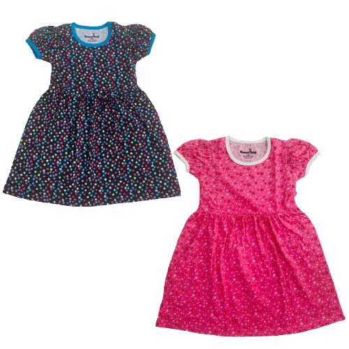 NammaBaby Cotton Fit And Flare Dress For Girls ( Pack of 2 , Pink )