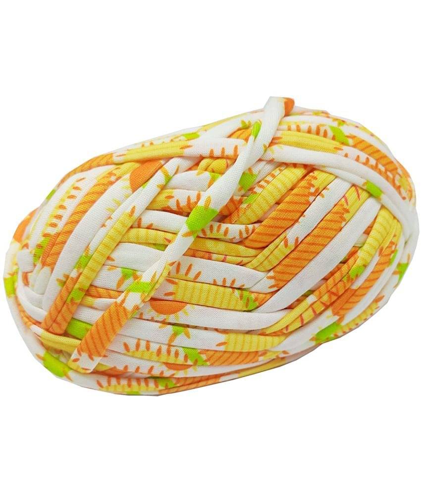 PRANSUNITA T-Shirt Yarn Carpet, Knitting Yarn for Hand DIY Bag Blanket Cushion Crocheting Projects TSH New 100 GMS (Orange Printed) PRANSUNITA T-Shirt Yarn Carpet, Knitting Yarn for Hand DIY Bag Blanket Cushion Crocheting Projects TSH New 100 GMS (Orange Printed)