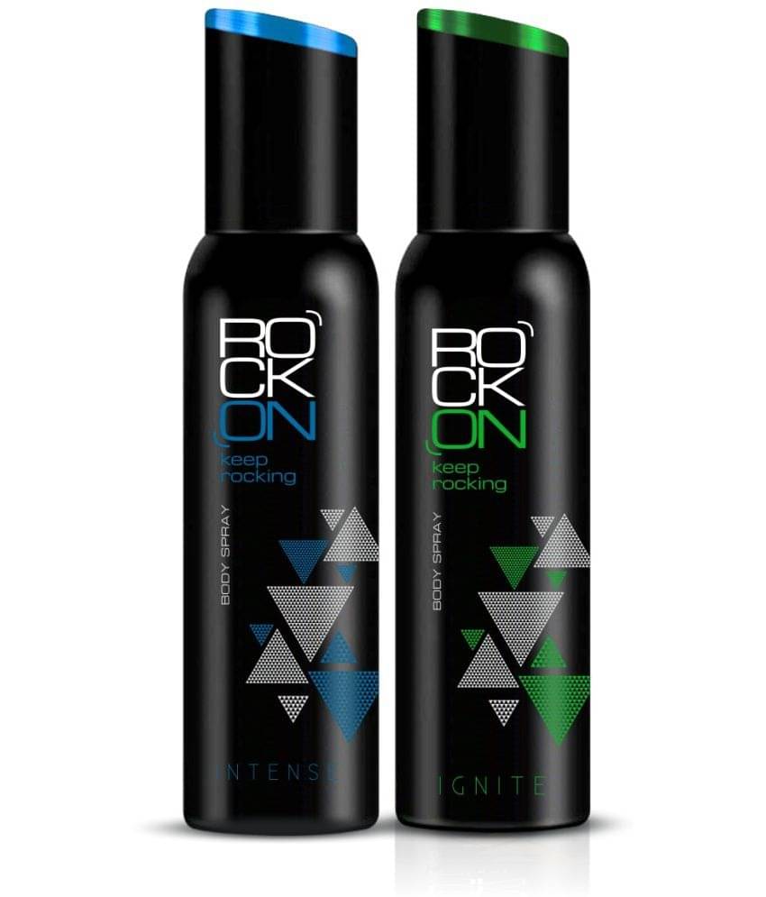 ROCK ON Deodorant Combo Ignite & Intense Body Spray Long-Lasting Unisex Fragrance (2 x 150ml) ROCK ON Deodorant Combo Ignite & Intense Body Spray Long-Lasting Unisex Fragrance (2 x 150ml)