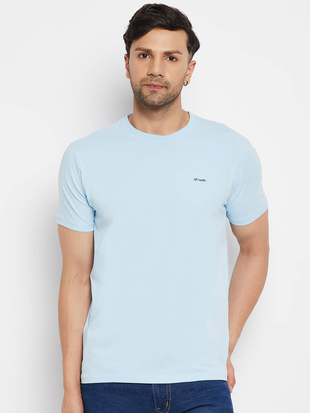 98 Degree North Pack of 1 100% Cotton Regular Fit Men's T-Shirt ( Blue )