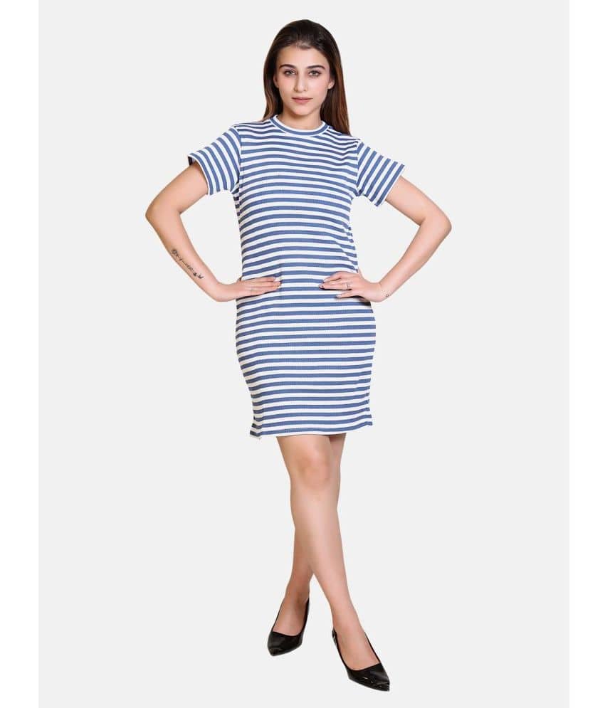 Bombay Velvet - Blue Cotton Blend Women's Shift Dress ( Pack of 1 )