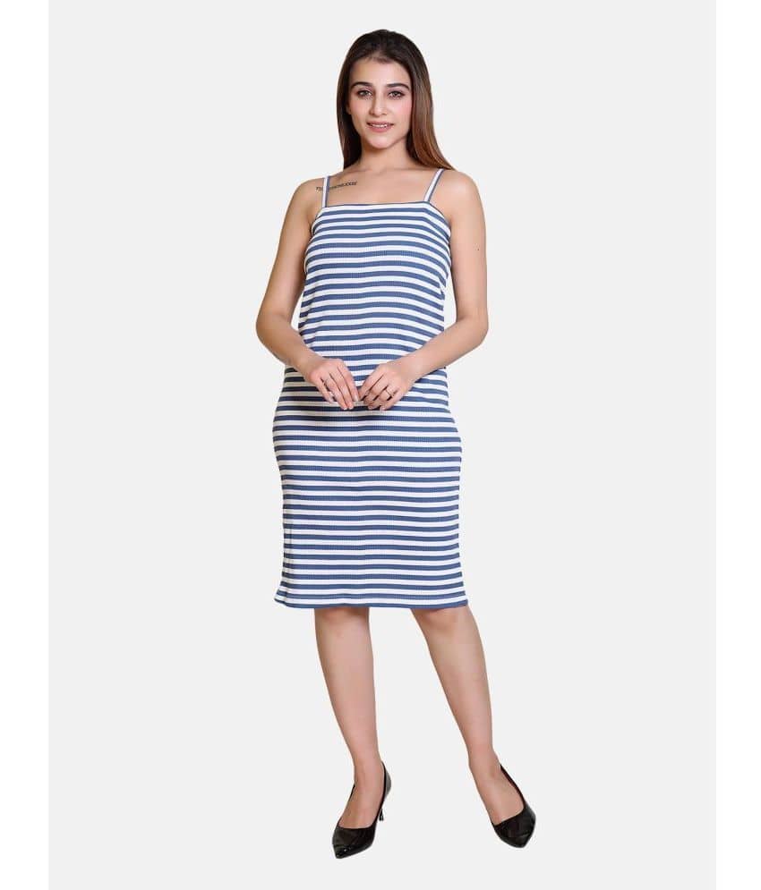 Bombay Velvet - Blue Cotton Blend Women's Shift Dress ( Pack of 1 )