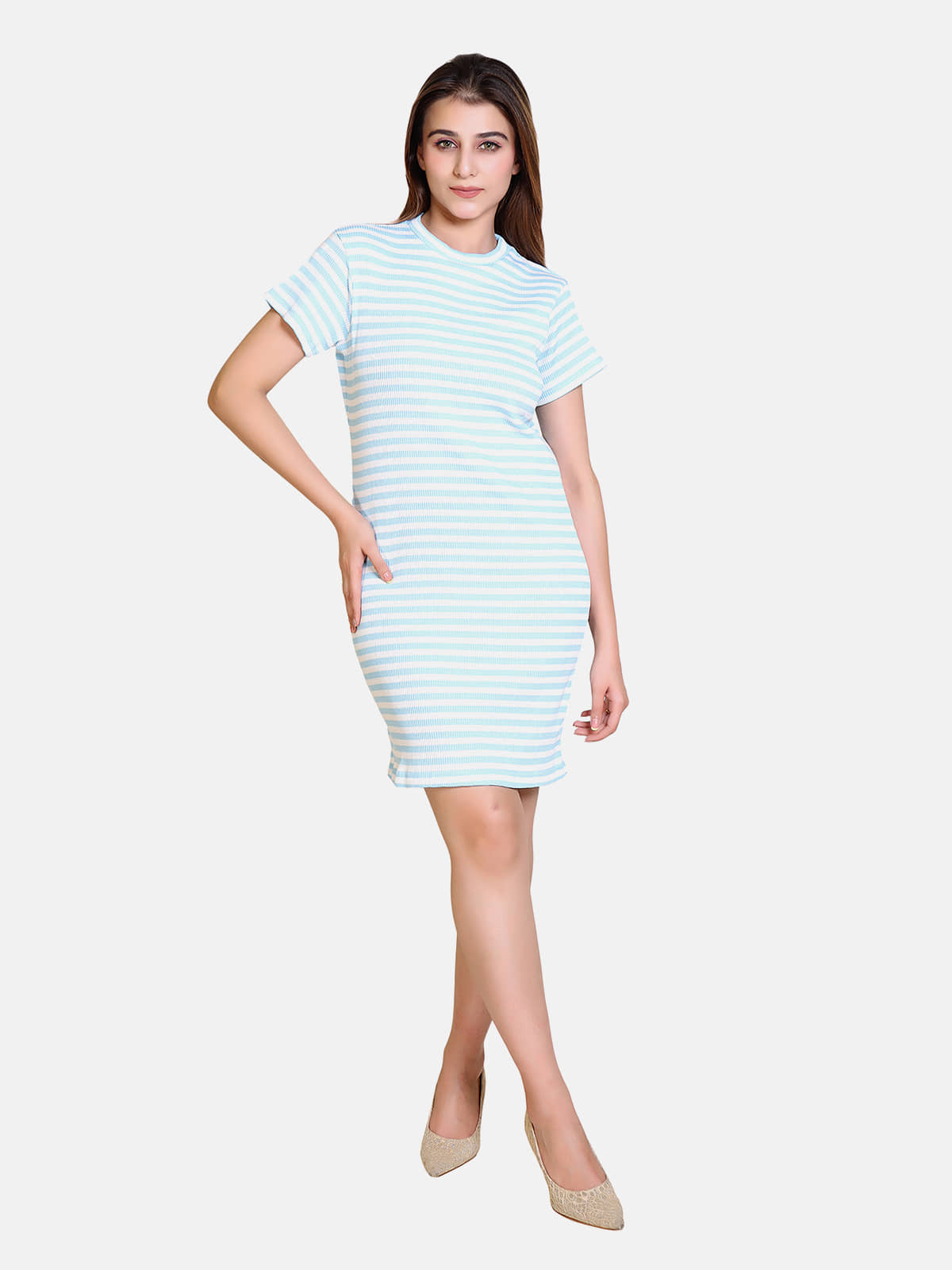 Bombay Velvet - Blue Cotton Blend Women's Asymmetric Dress ( Pack of 1 )