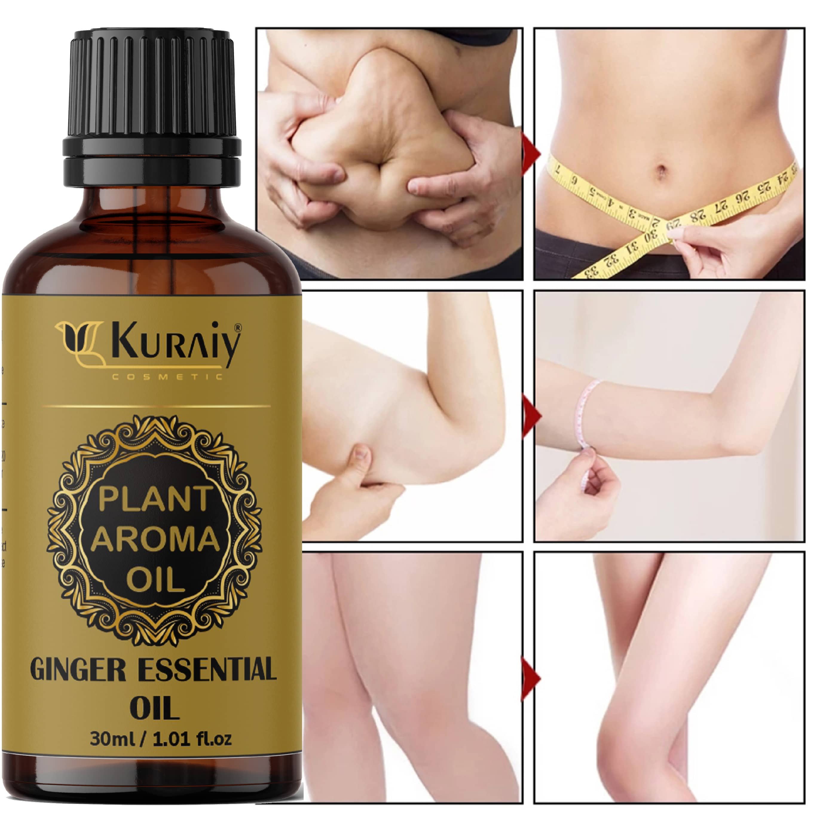 Kuraiy Natural Ginger Slimming Essential Oil Lifting Firming Hip Lift Up Stress Oil 30Ml
