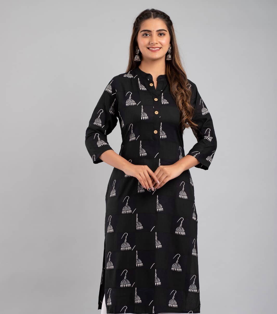 MAUKA - Black Rayon Women's Straight Kurti ( Pack of 1 ) - Kurtis, Tunics | Buy online on ZillyBuy