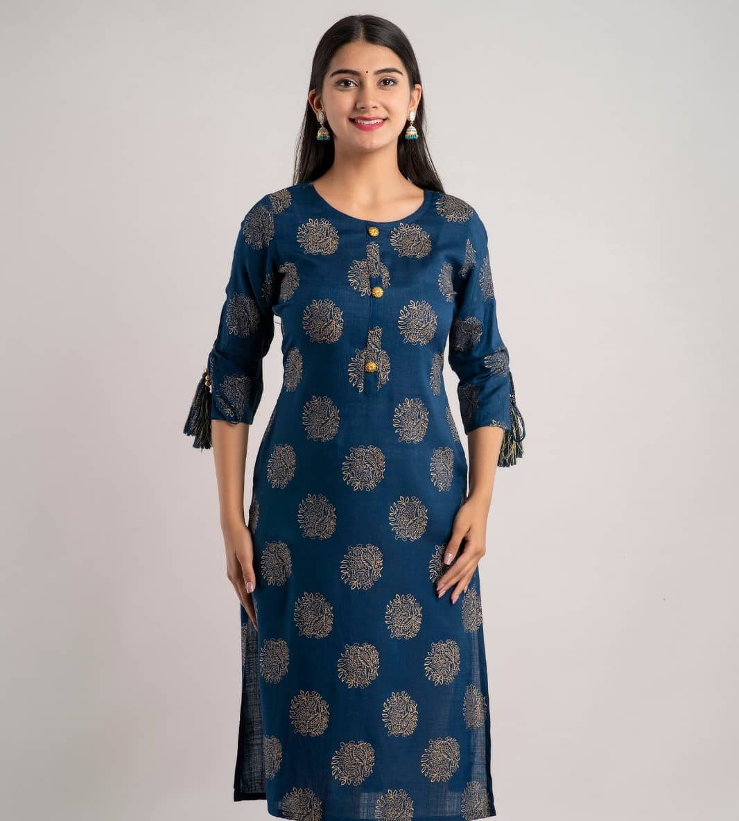 MAUKA - Blue Rayon Women's Straight Kurti ( Pack of 1 ) - Kurtis, Tunics | Buy online on ZillyBuy