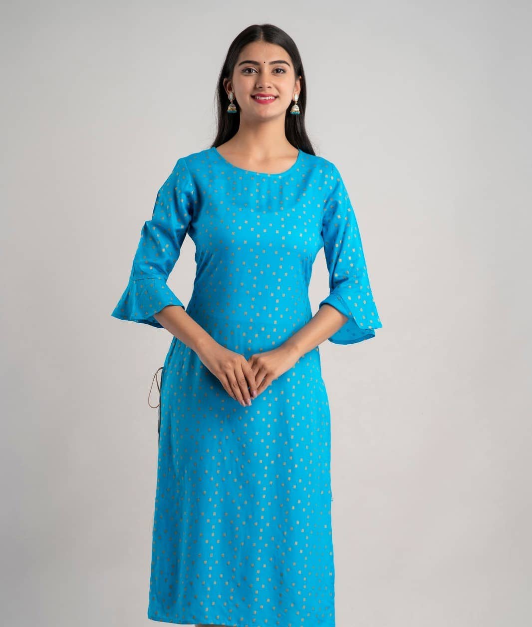 MAUKA - Blue Rayon Women's Straight Kurti ( Pack of 1 ) - Kurtis, Tunics | Buy online on ZillyBuy