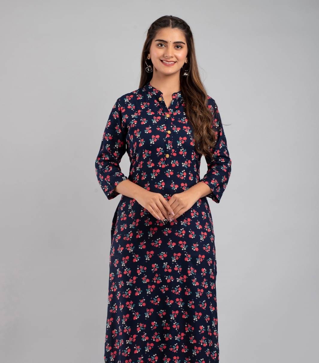     			MAUKA - Blue Rayon Women's Straight Kurti ( Pack of 1 )