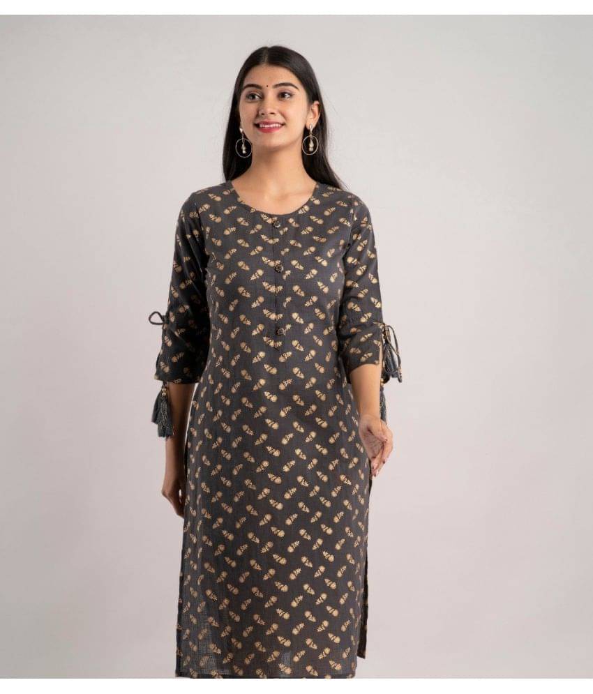     			MAUKA - Grey Rayon Women's Straight Kurti ( Pack of 1 )