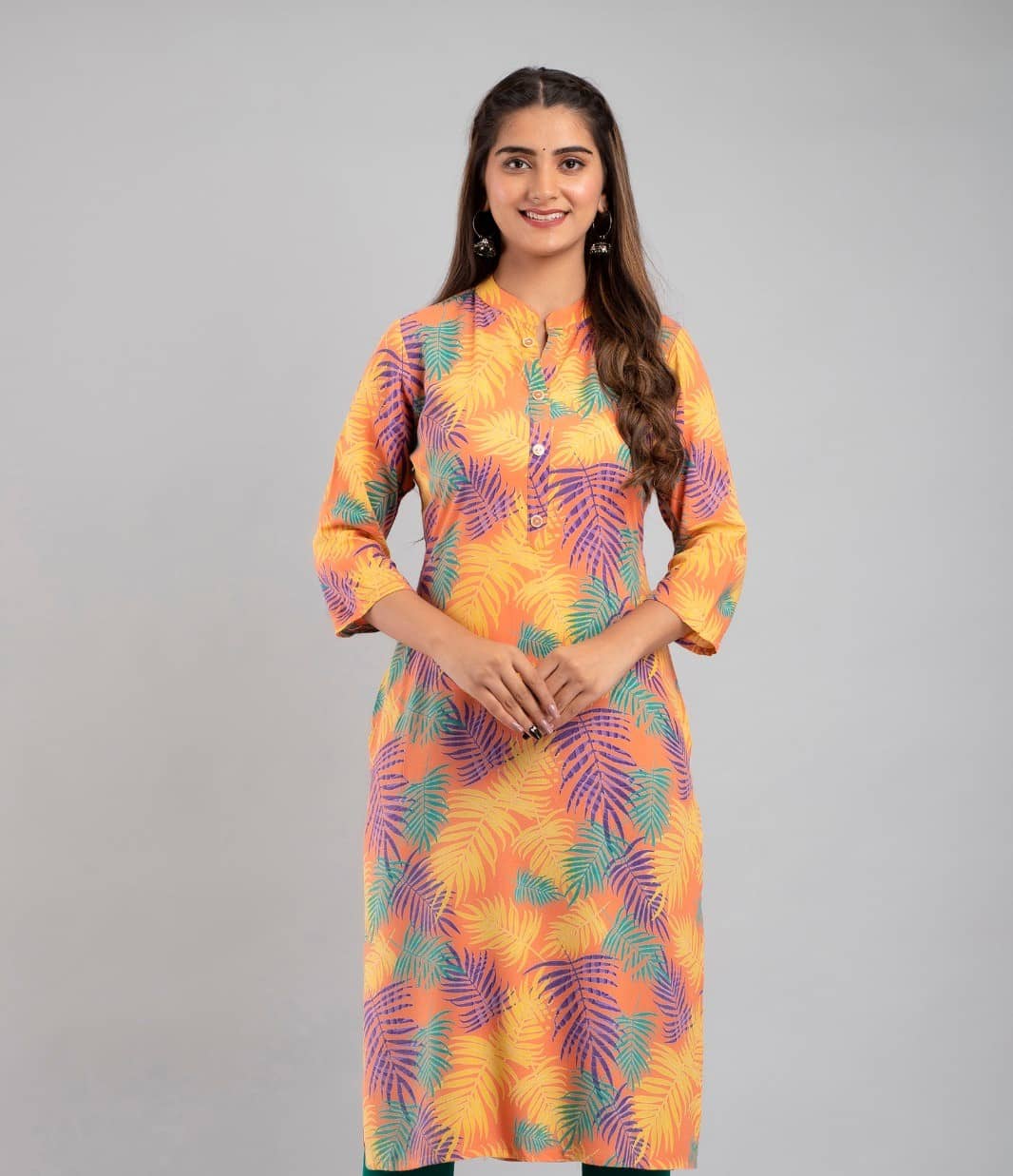 MAUKA - Multicolor Rayon Women's Straight Kurti ( Pack of 1 ) - Kurtis, Tunics | Buy online on ZillyBuy