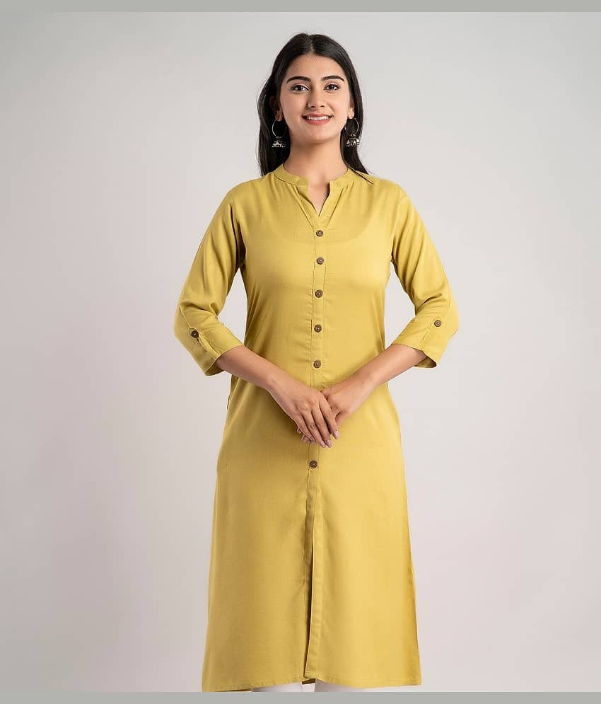 MAUKA - Mustard Rayon Women's Front Slit Kurti ( Pack of 1 ) - Kurtis, Tunics | Buy online on ZillyBuy