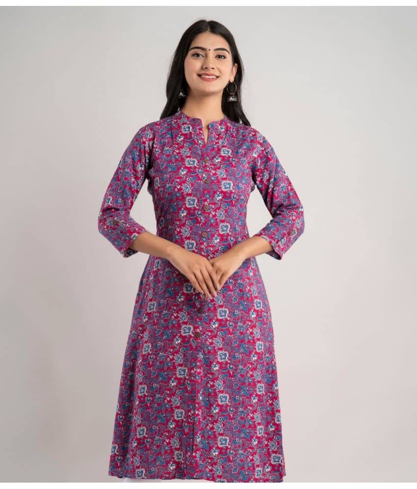 MAUKA - Pink Rayon Women's A-line Kurti ( Pack of 1 ) - Kurtis, Tunics | Buy online on ZillyBuy