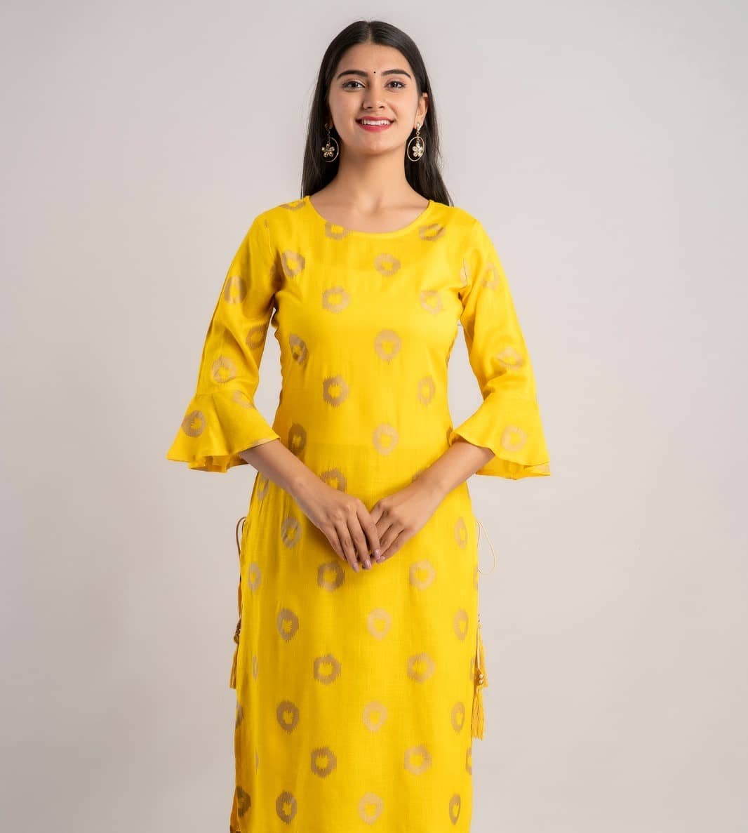 MAUKA - Yellow Rayon Women's Straight Kurti ( Pack of 1 ) - Kurtis, Tunics | Buy online on ZillyBuy