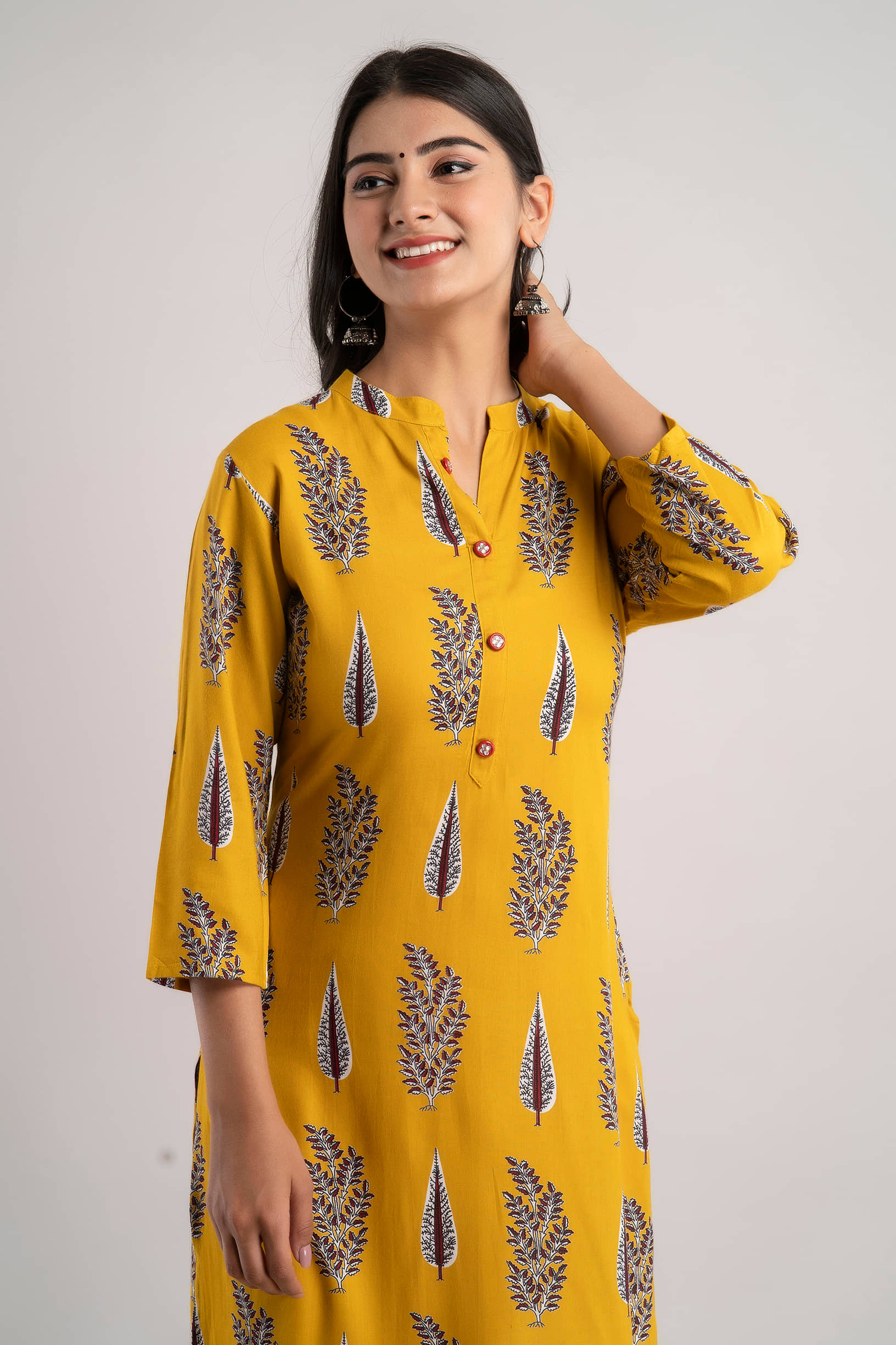 MAUKA - Yellow Rayon Women's Straight Kurti ( Pack of 1 ) - Kurtis, Tunics | Buy online on ZillyBuy