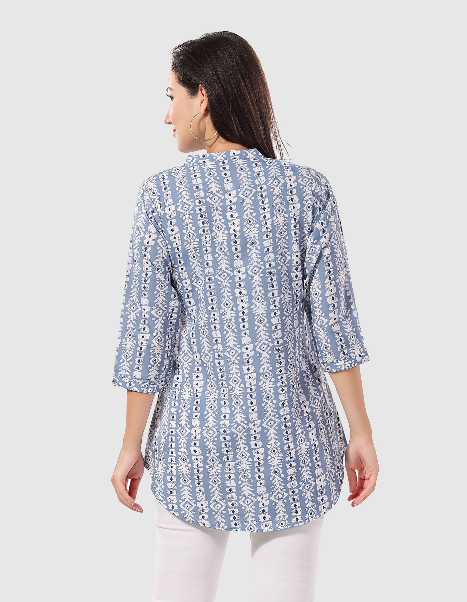 Meher Impex Women's Crepe A-Line Top ( Blue ) Meher Impex Women's Crepe A-Line Top ( Blue )