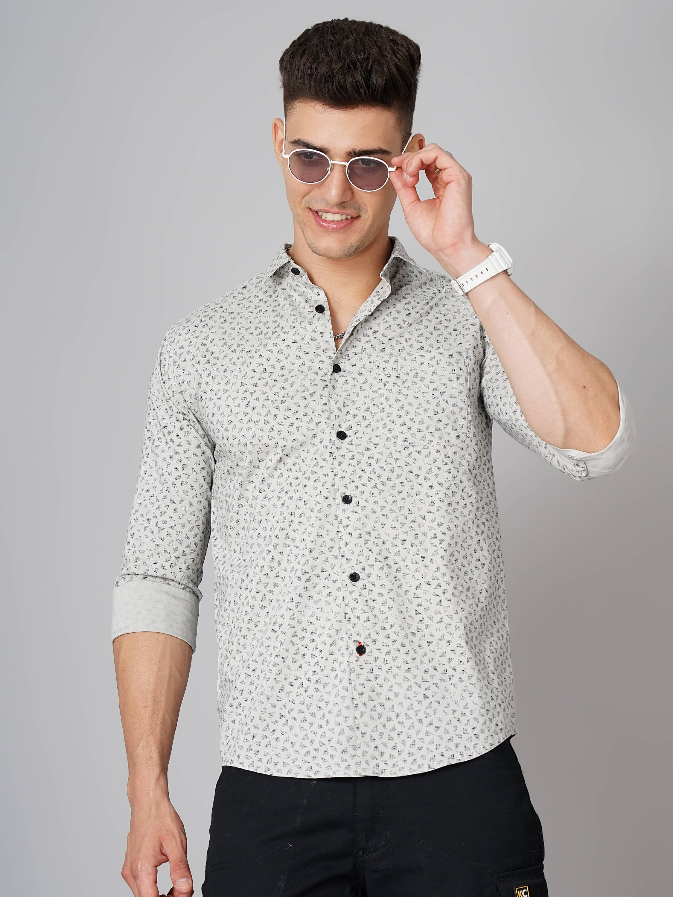 Paul Street - Grey 100% Cotton Slim Fit Men's Casual Shirt ( Pack of 1 )