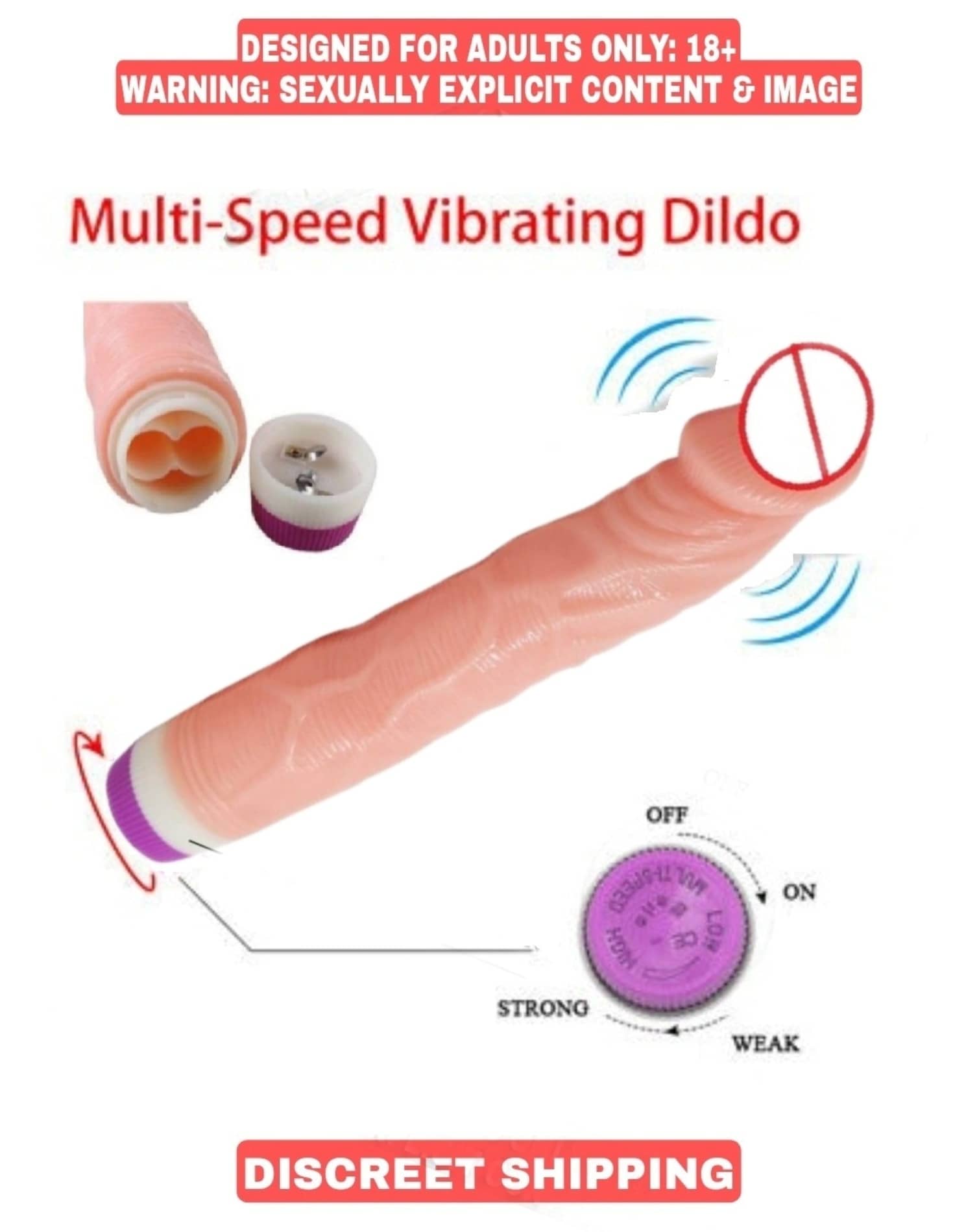 8.75 inch -G-Spot-Dildo vibrator-Rabbit-Female-Adult-Sex By Naughty World
