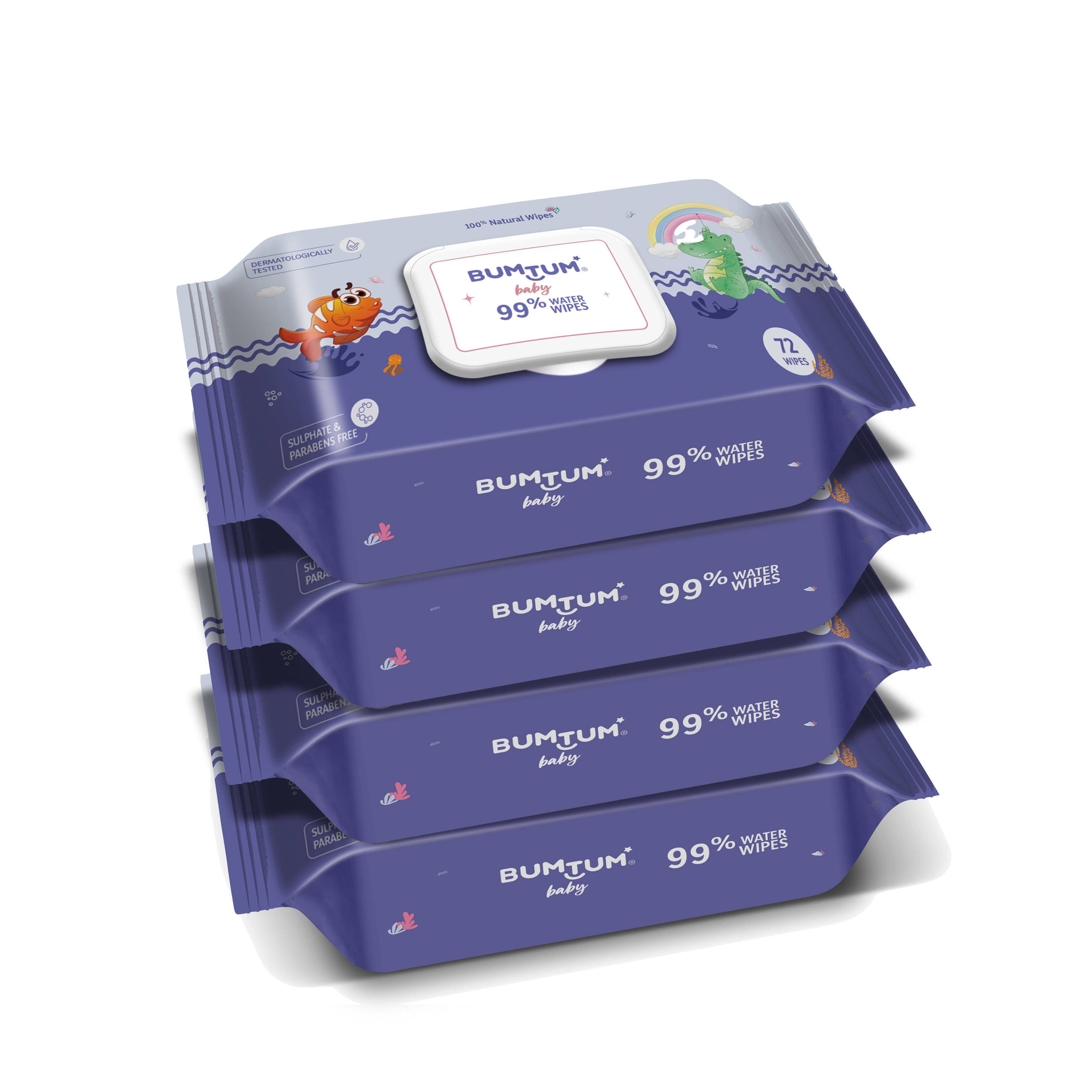     			BUMTUM - Scented Wet wipes For Babies ( Pack of 4 )