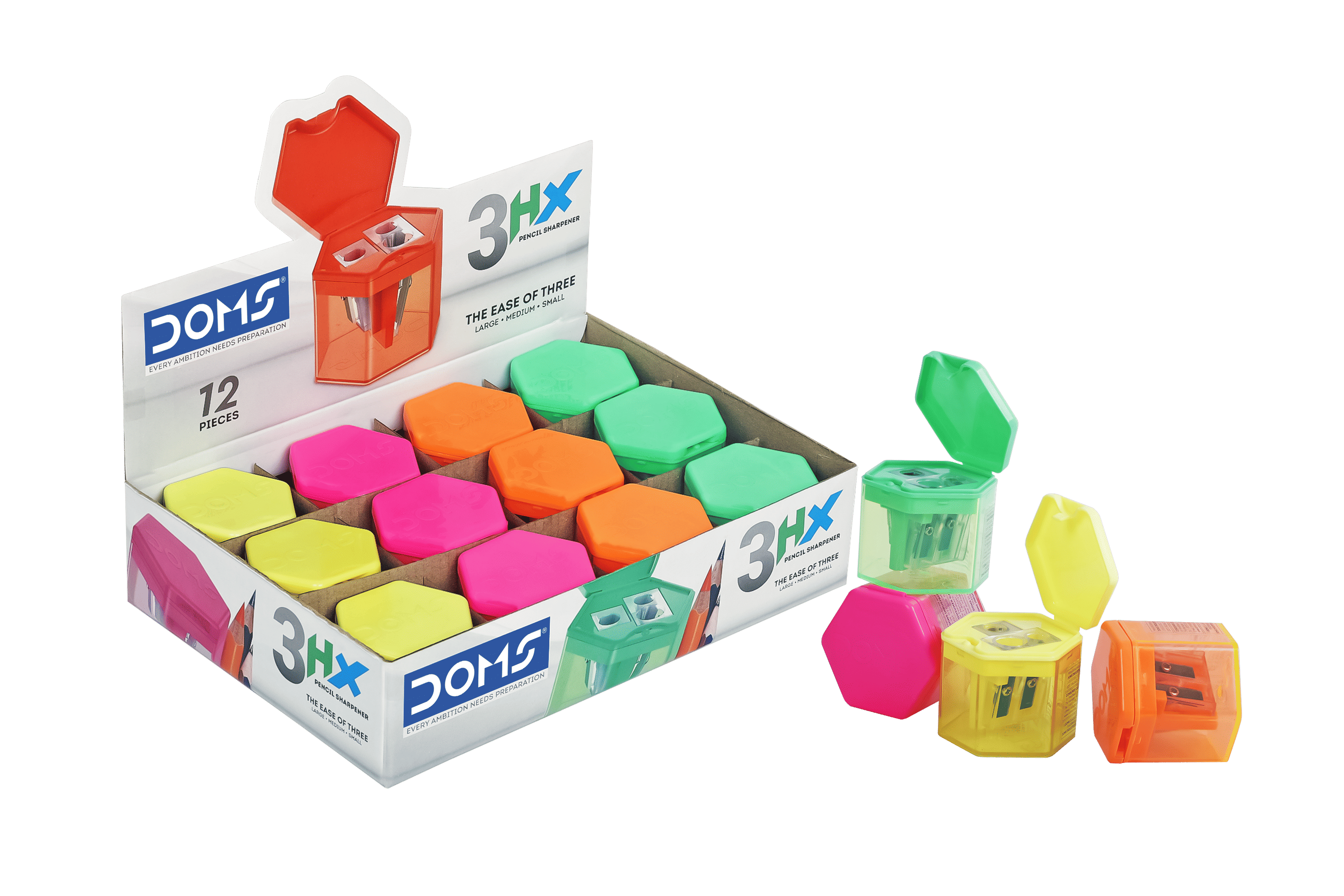 Doms 3 HX Pencil Sharpeners ( Pack Of 12 ) - Stationery | Buy online on ZillyBuy