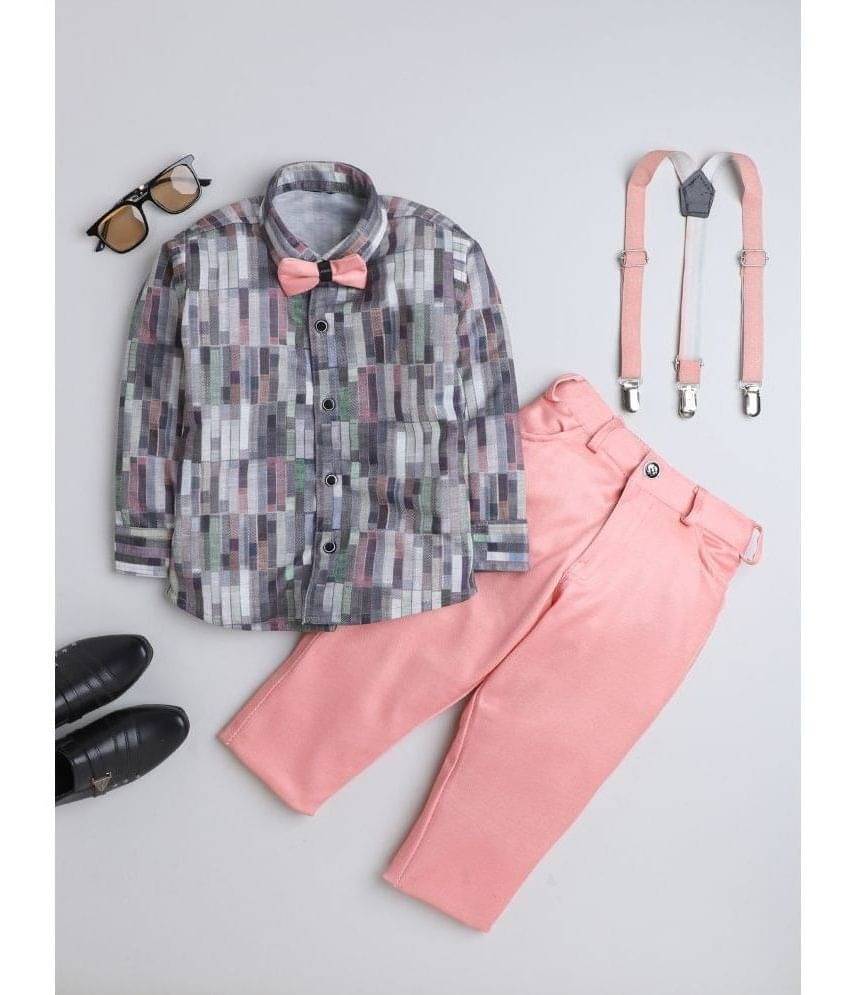 Fourfolds Pack of 1 Boys Cotton Blend Shirt & Pants Set ( Pink ) Fourfolds Pack of 1 Boys Cotton Blend Shirt & Pants Set ( Pink )