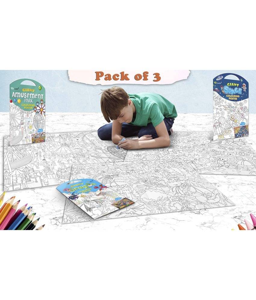     			GIANT AMUSEMENT PARK COLOURING POSTER, GIANT SPACE COLOURING POSTER and GIANT DRAGON COLOURING POSTER | Pack of 3 Posters I Giant Coloring Posters Fun Pack
