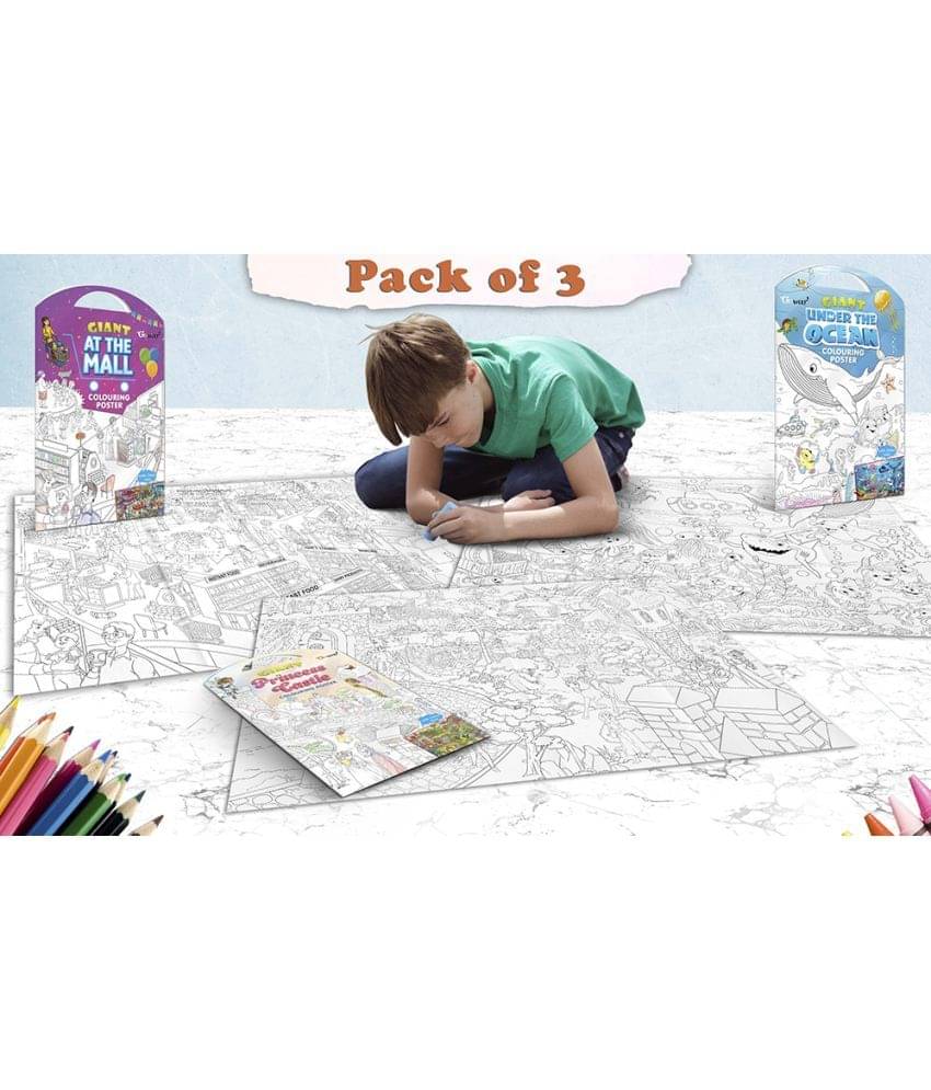 GIANT AT THE MALL COLOURING POSTER, GIANT PRINCESS CASTLE COLOURING POSTER and GIANT UNDER THE OCEAN COLOURING POSTER | Gift Pack of 3 Posters I Coloring Posters Jumbo size Pack GIANT AT THE MALL COLOURING POSTER, GIANT PRINCESS CASTLE COLOURING POSTER and GIANT UNDER THE OCEAN COLOURING POSTER | Gift Pack of 3 Posters I Coloring Posters Jumbo size Pack