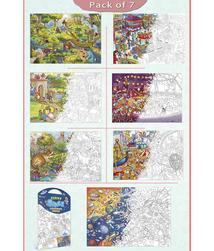 GIANT JUNGLE SAFARI COLOURING , GIANT AT THE MALL COLOURING , GIANT PRINCESS CASTLE COLOURING , GIANT CIRCUS COLOURING , GIANT DINOSAUR COLOURING , GIANT AMUSEMENT PARK COLOURING  and GIANT SPACE COLOURING  | Pack of 7 s I perfect Gift for Growing Minds     			GIANT JUNGLE SAFARI COLOURING , GIANT AT THE MALL COLOURING , GIANT PRINCESS CASTLE COLOURING , GIANT CIRCUS COLOURING , GIANT DINOSAUR COLOURING , GIANT AMUSEMENT PARK COLOURING  and GIANT SPACE COLOURING  | Pack of 7 s I perfect Gift for Growing Minds