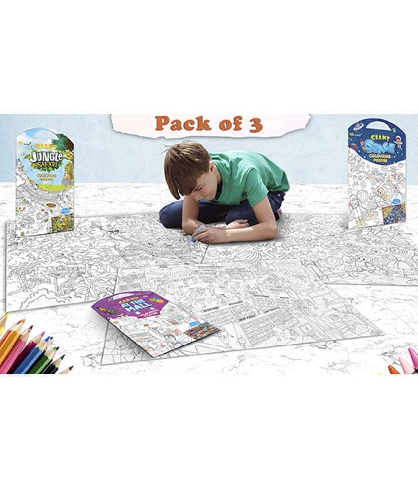 GIANT JUNGLE SAFARI COLOURING POSTER, GIANT AT THE MALL COLOURING POSTER and GIANT SPACE COLOURING POSTER | Pack of 3 Posters I best colouring poster for children GIANT JUNGLE SAFARI COLOURING POSTER, GIANT AT THE MALL COLOURING POSTER and GIANT SPACE COLOURING POSTER | Pack of 3 Posters I best colouring poster for children