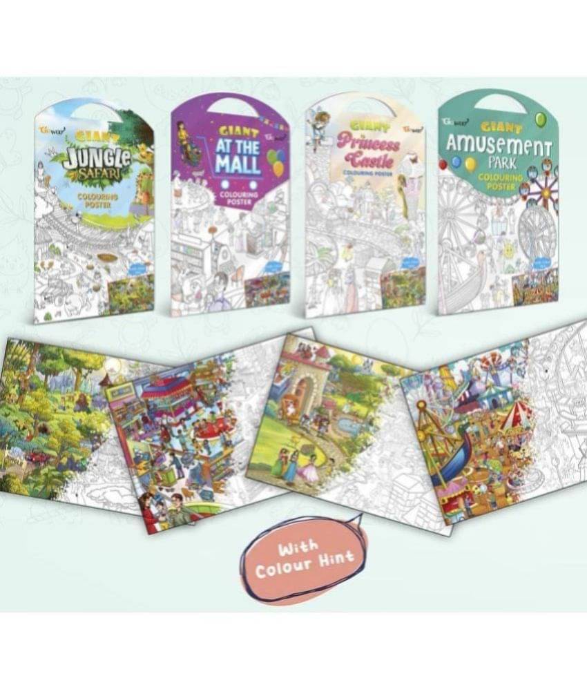 GIANT JUNGLE SAFARI COLOURING POSTER, GIANT AT THE MALL COLOURING POSTER, GIANT PRINCESS CASTLE COLOURING POSTER and GIANT AMUSEMENT PARK COLOURING POSTER | Combo of 4 Posters I Giant Coloring Posters Pack GIANT JUNGLE SAFARI COLOURING POSTER, GIANT AT THE MALL COLOURING POSTER, GIANT PRINCESS CASTLE COLOURING POSTER and GIANT AMUSEMENT PARK COLOURING POSTER | Combo of 4 Posters I Giant Coloring Posters Pack