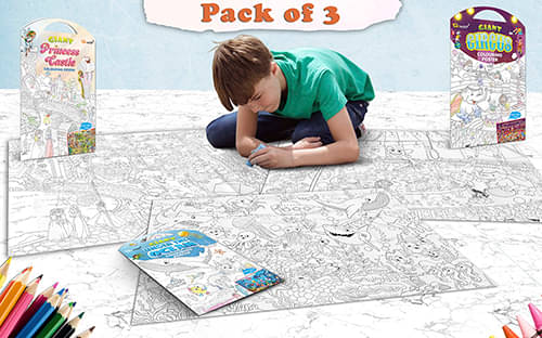 GIANT PRINCESS CASTLE COLOURING POSTER, GIANT CIRCUS COLOURING POSTER and GIANT UNDER THE OCEAN COLOURING POSTER | Combo of 3 Posters I kids Happy Coloring Set     			GIANT PRINCESS CASTLE COLOURING POSTER, GIANT CIRCUS COLOURING POSTER and GIANT UNDER THE OCEAN COLOURING POSTER | Combo of 3 Posters I kids Happy Coloring Set