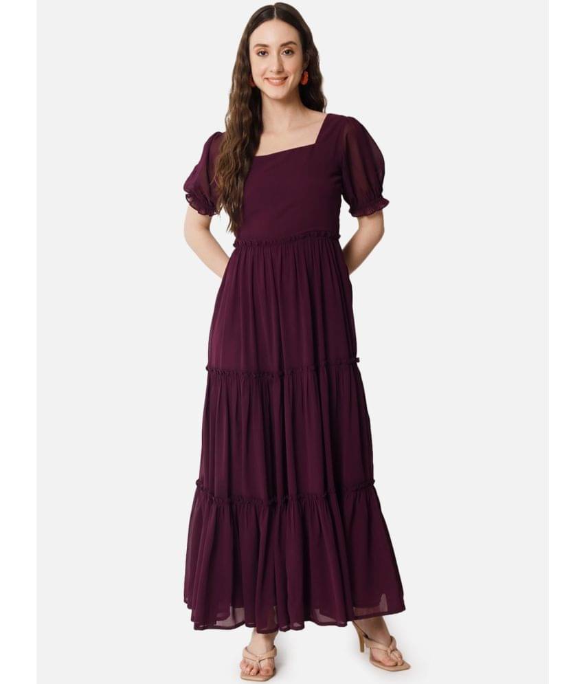     			JASH CREATION Women Georgette Solid Gown ( Wine )