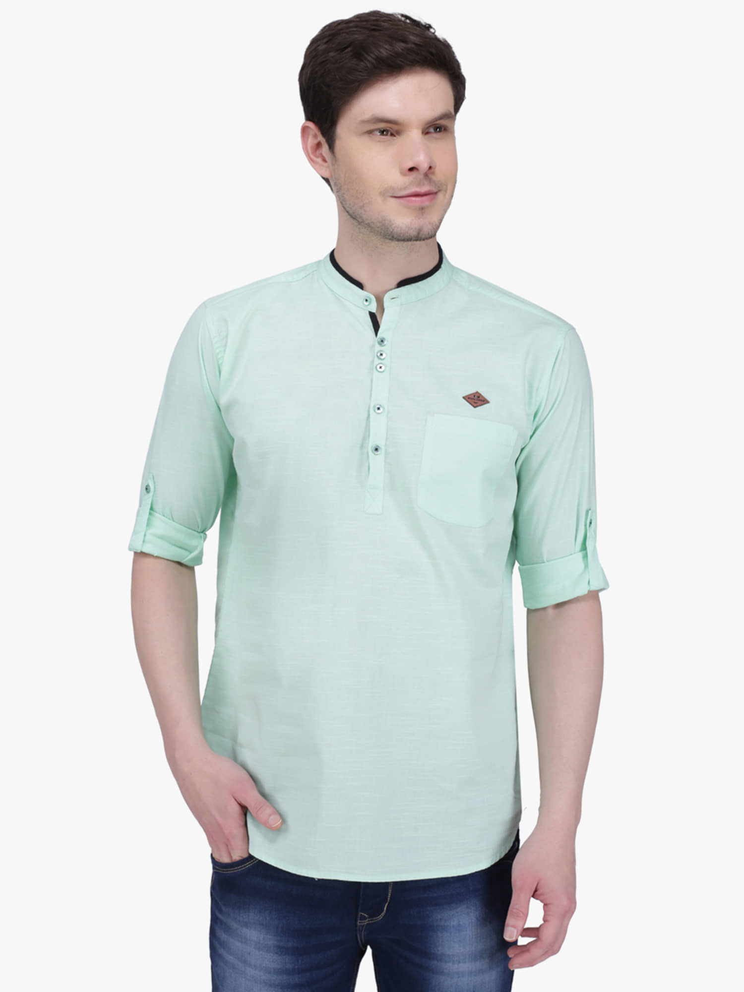 Kuons Avenue - Green Linen Men's Shirt Style Kurta ( Pack of 1 ) - Kurtas & Kurta Sets | Buy online on ZillyBuy