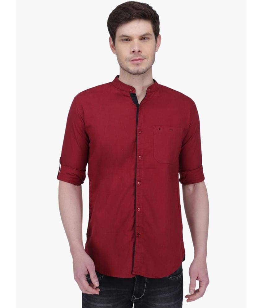 Kuons Avenue - Maroon Linen Slim Fit Men's Casual Shirt ( Pack of 1 ) Kuons Avenue - Maroon Linen Slim Fit Men's Casual Shirt ( Pack of 1 )