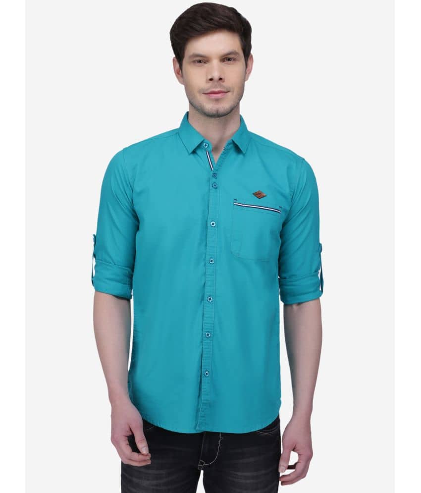 Kuons Avenue - Turquoise Linen Slim Fit Men's Casual Shirt ( Pack of 1 )