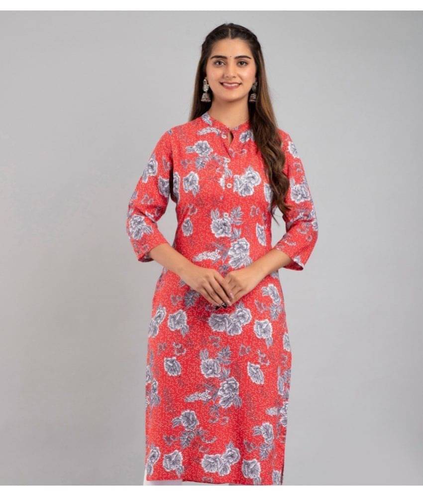 MAUKA - Red Rayon Women's Straight Kurti ( Pack of 1 ) MAUKA - Red Rayon Women's Straight Kurti ( Pack of 1 )