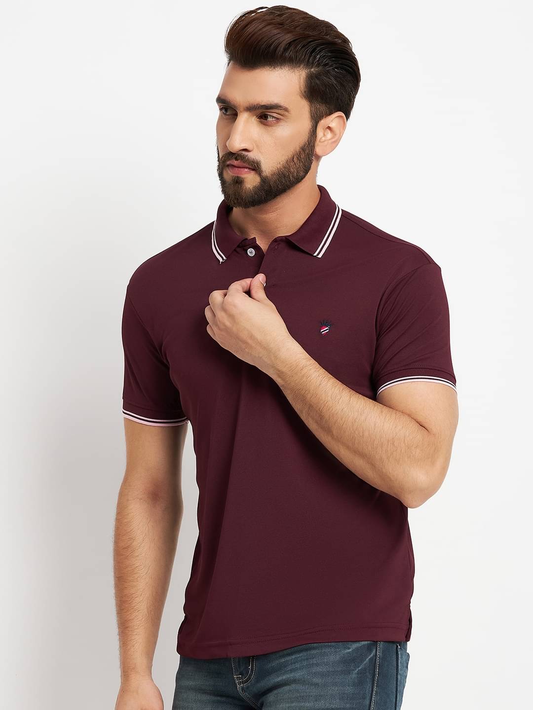 RELANE Pack of 1 Cotton Blend Regular Fit Solid Half Sleeves Men's Polo T Shirt ( Maroon ) RELANE Pack of 1 Cotton Blend Regular Fit Solid Half Sleeves Men's Polo T Shirt ( Maroon )