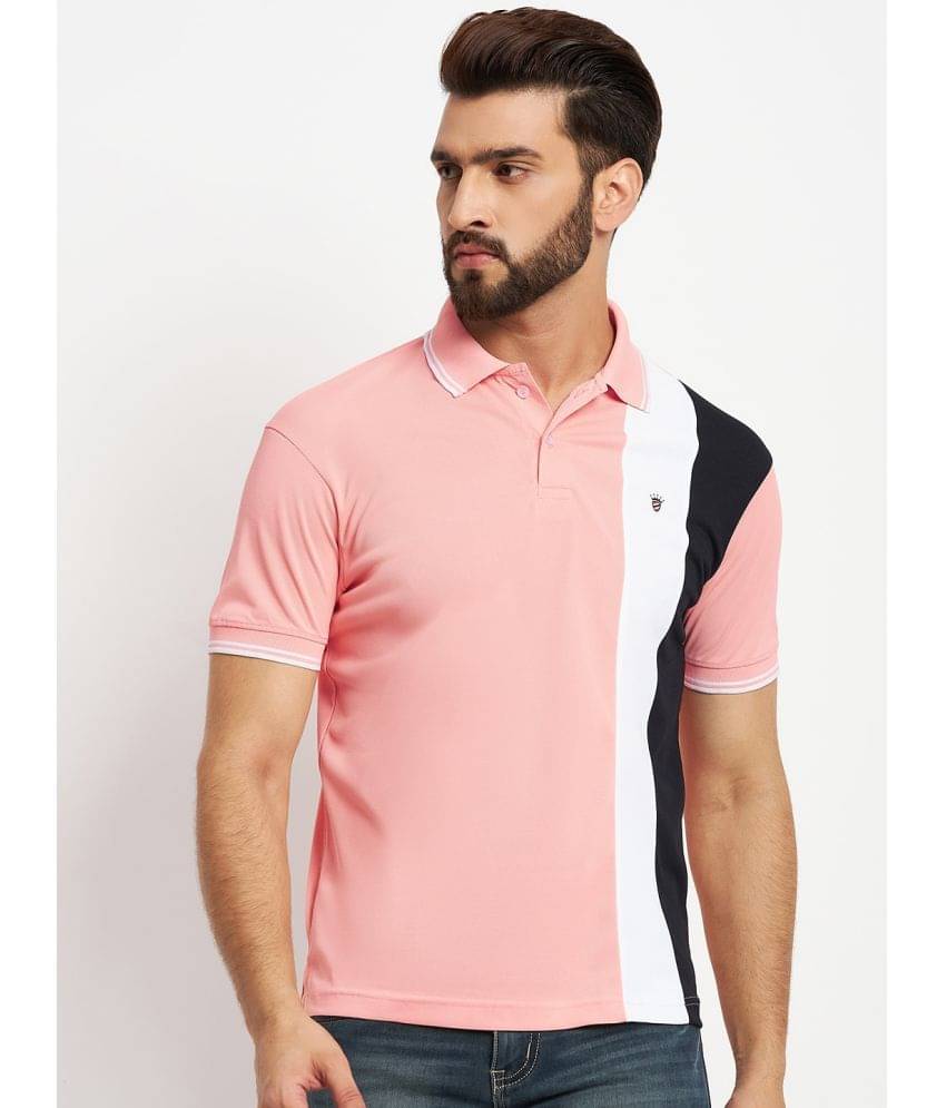 RELANE Pack of 1 Cotton Blend Regular Fit Colorblock Half Sleeves Men's Polo T Shirt ( Pink ) RELANE Pack of 1 Cotton Blend Regular Fit Colorblock Half Sleeves Men's Polo T Shirt ( Pink )
