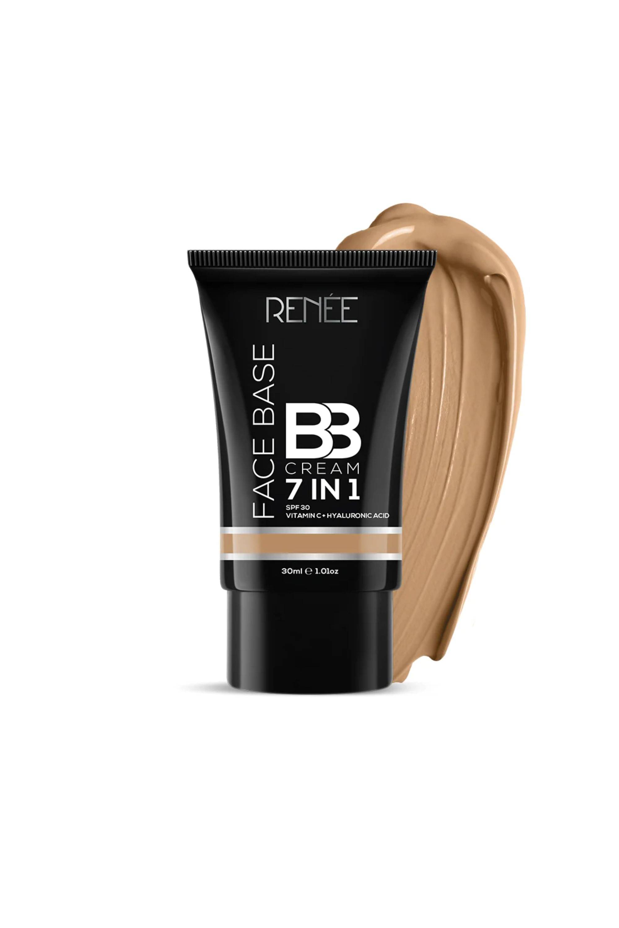     			RENEE Face Base BB Cream 7 in 1 with SPF 30 PA+++, Enriched with Hyaluronic Acid, Hazelnut 30ml