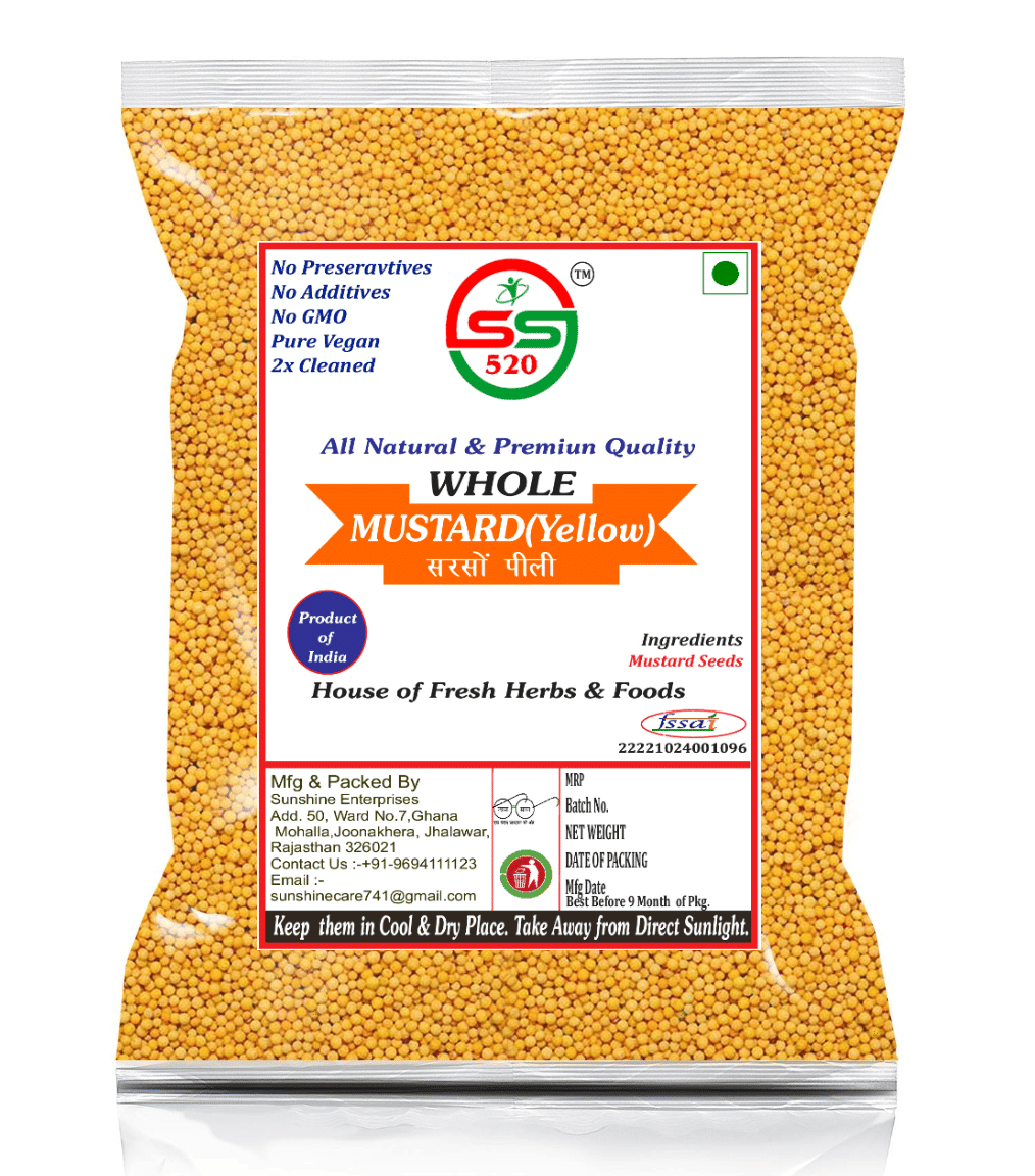     			SS520 Yellow Mustard Seeds 1 kg. Whole Safed Sarson (organic) Pili Sarso 1 kg