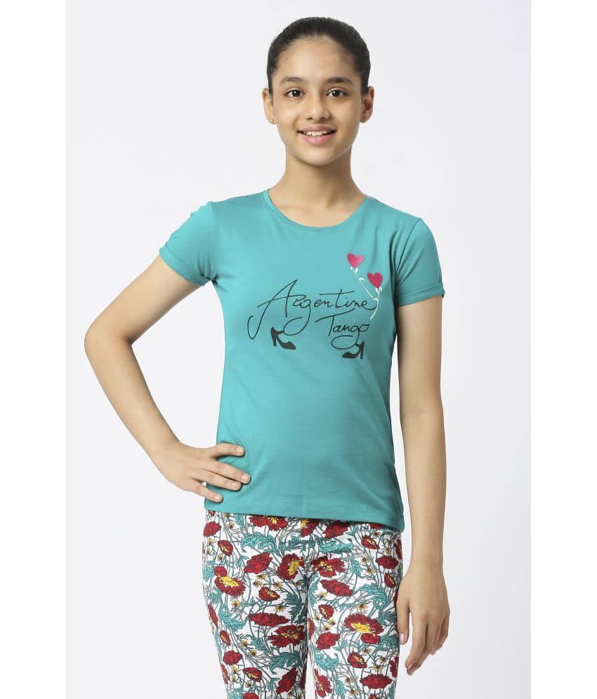 Sini Mini Pack of 1 Girls 100% Cotton T-Shirt ( Green )