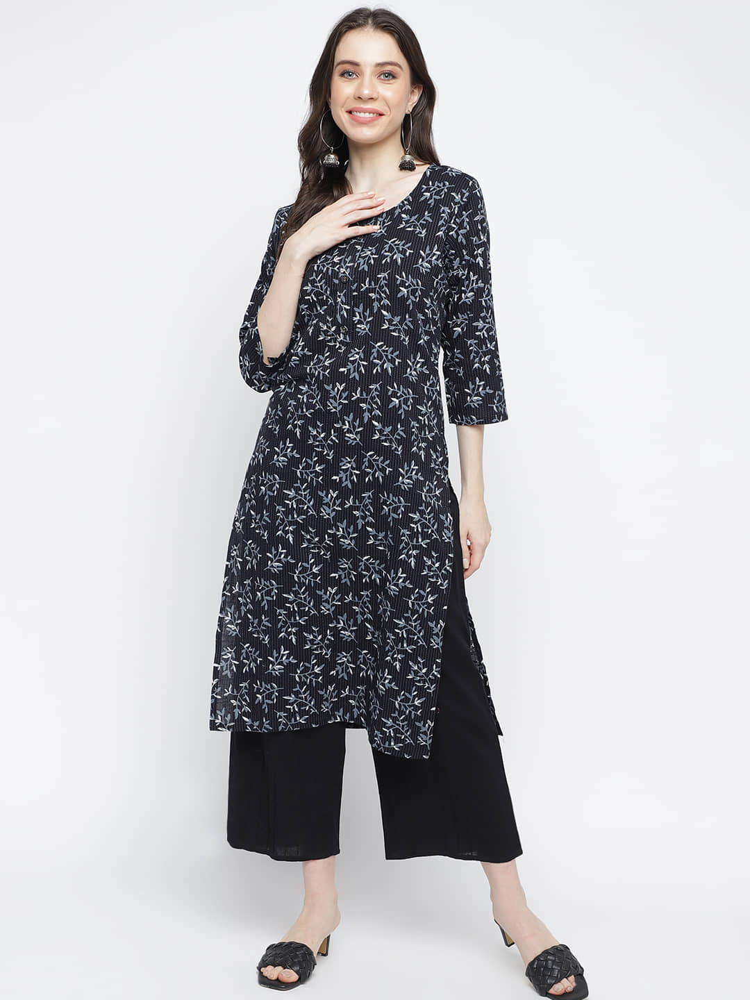 Anaiah - Black Cotton Women's Straight Kurti ( Pack of 1 ) - Kurtis, Tunics | Buy online on ZillyBuy