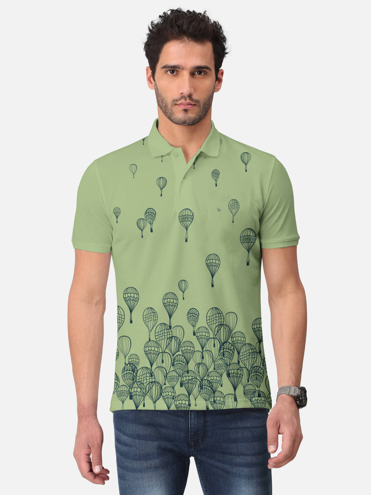 BULLMER Pack of 1 Cotton Blend Regular Fit Printed Half Sleeves Men's Polo T Shirt ( Green ) BULLMER Pack of 1 Cotton Blend Regular Fit Printed Half Sleeves Men's Polo T Shirt ( Green )