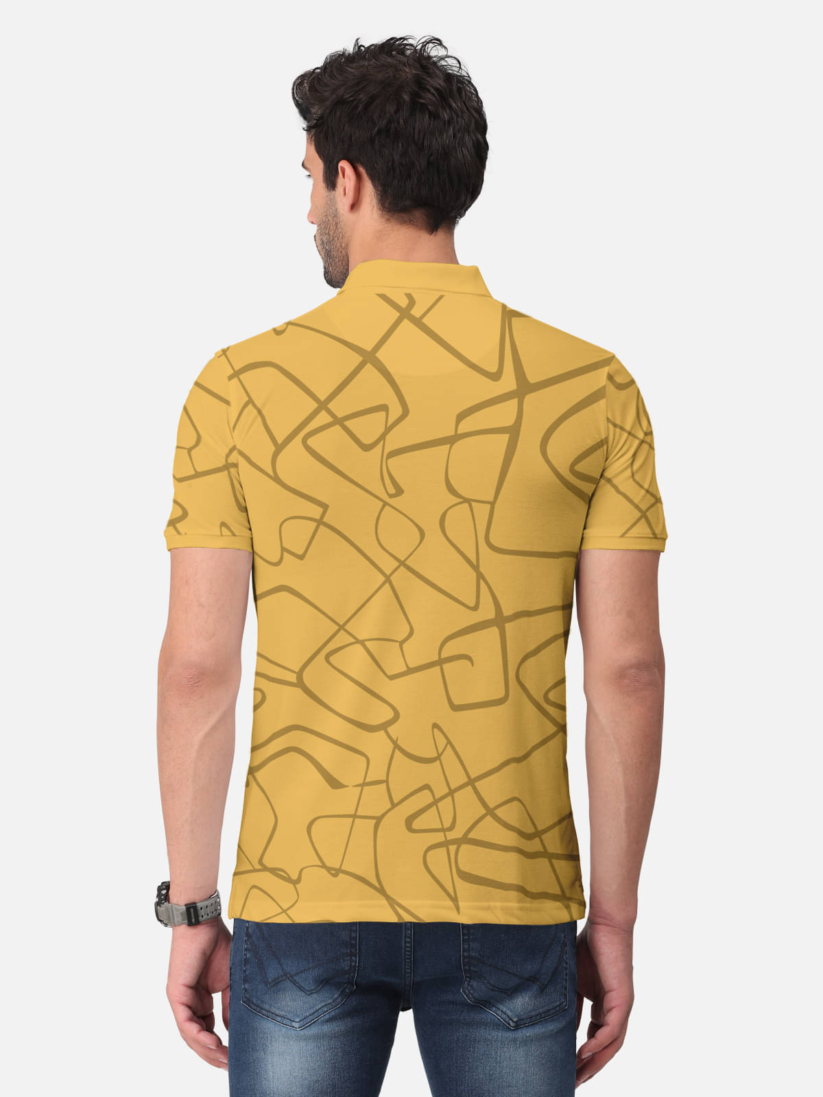BULLMER Pack of 1 Cotton Blend Regular Fit Printed Half Sleeves Men's Polo T Shirt ( Mustard )     			BULLMER Pack of 1 Cotton Blend Regular Fit Printed Half Sleeves Men's Polo T Shirt ( Mustard )